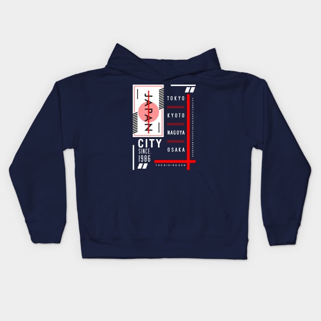 Urban City Design - Japan Tokyo Nagoya Kyoto Osaka Kids Hoodie by Celestial Crafts